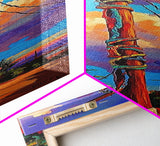 Telephone Pole, Sunset, Framed Canvas Print, Urban Wall Art, Southwest Landscape Decor, Colorful Street Scene, Eclectic Room Accent