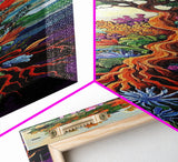 Tree of Life, Vibrant Roots, Abstract Nature Scene, Framed Canvas Print, Bohemian Home Art, Whimsical Bedroom Decor, Colorful Spiritual Art