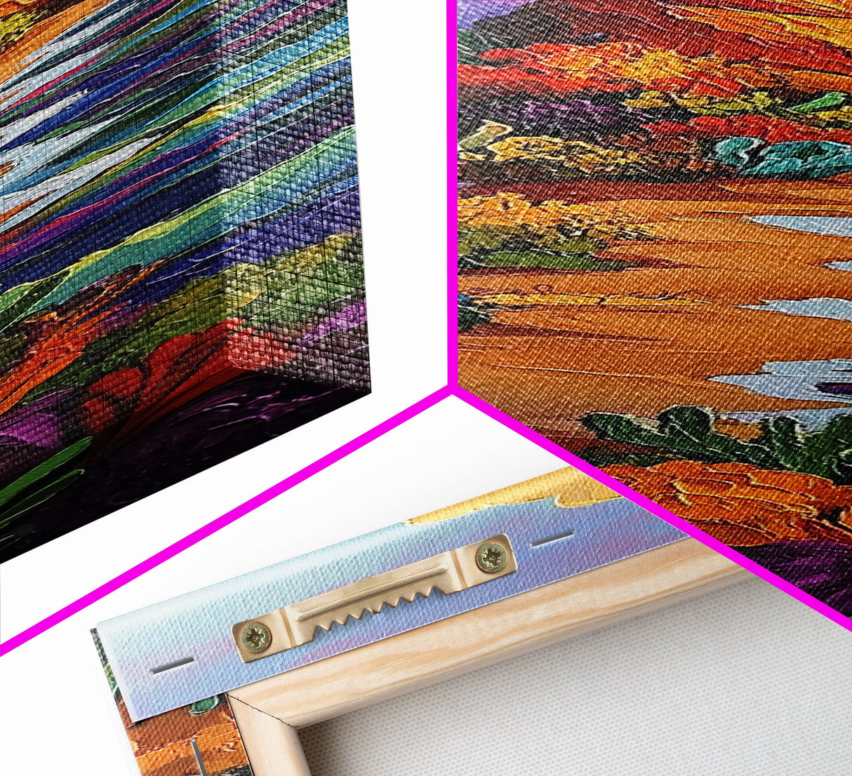 Desert Bloom, Cactus Garden, Colorful Mountain Art, Framed Canvas Print, Vibrant Southwestern Wall Decor, Fall Living Room Accent