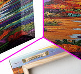 Desert Bloom, Cactus Garden, Colorful Mountain Art, Framed Canvas Print, Vibrant Southwestern Wall Decor, Fall Living Room Accent