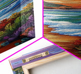 Beach Path, Coastal, Sunset, Framed Canvas Print, Ocean Wall Art, Beach House Hallway Decor, Colorful Nature Painting, Tropical Vibes