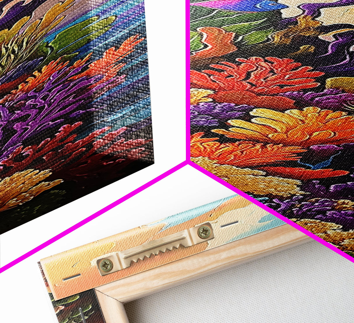 Tropical Coral Reef Fish, Canvas Print Vibrant ocean nursery decor, undersea reef painting, coastal home accent, tropical boho style artwork