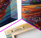 Floating Scarf, Ocean Breeze, Abstract Flow, Framed Canvas Print, colorful surreal art, modern boho wall décor, bedroom artistic nook
