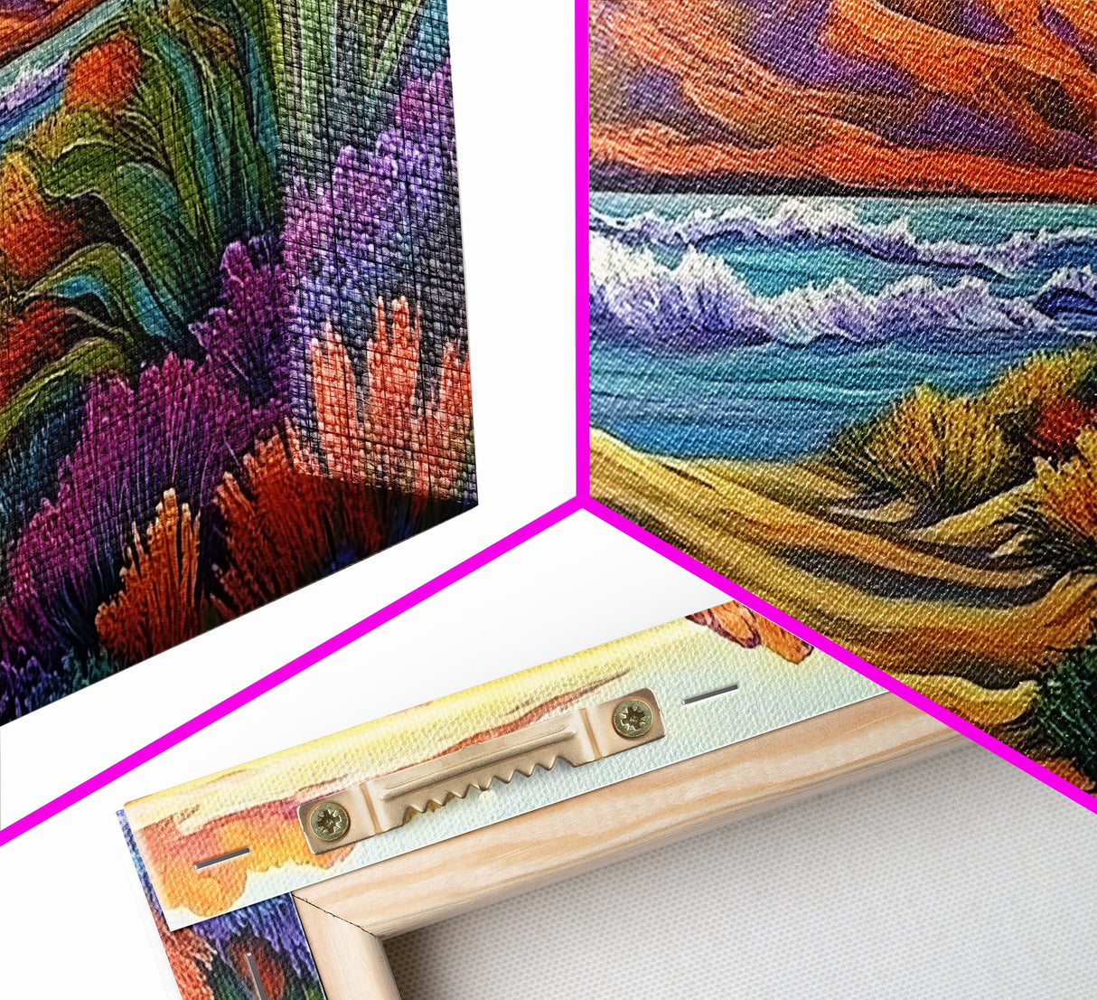 Mountains Waves, Path, Sunset Landscape Canvas Print, Colorful Nature Wall Art, Southwest Bedroom Decor, Autumn Art Style