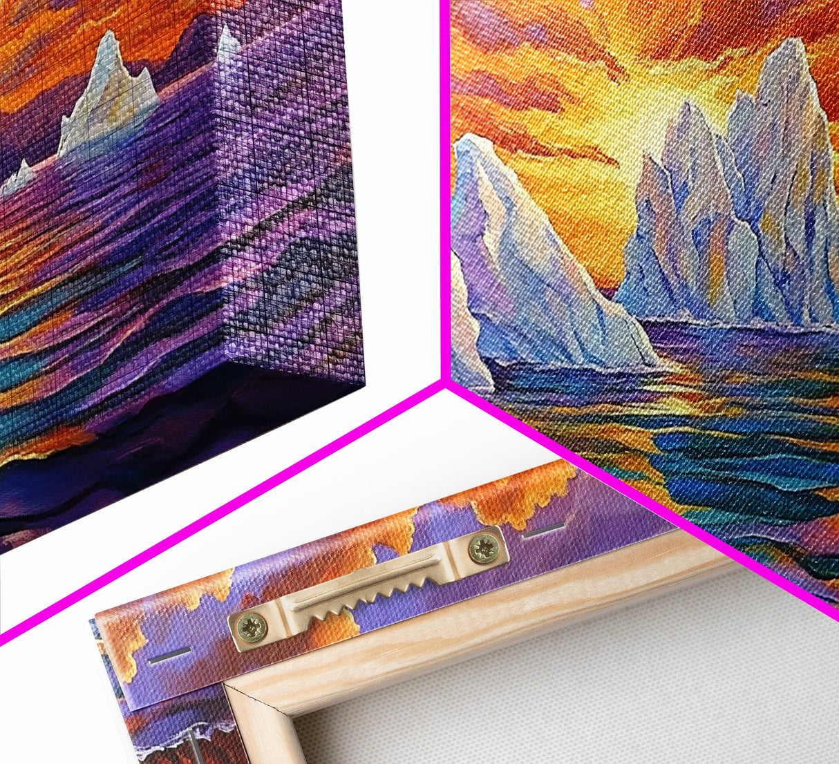 Iceberg Ocean, Sunset, Arctic, Canvas Print, Nature Wall Art, Vibrant Seascape Painting, Winter Decor Accent, Living Room Display