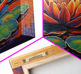 Lotus Lily, Pond, Zen, Canvas Print, Meditative floral wall art, zen home office decor, vibrant water lily boho art, yoga room painting