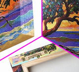 Tropical Tree, Beach, Sunset, Framed Canvas Print nature lover wall decor, boho coastal print, vibrant living room art, island art