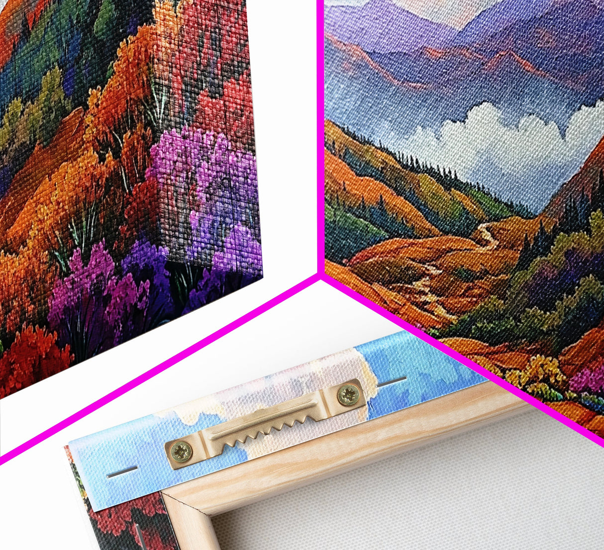 Mountain Valley, Wildflower Trail, Sunset Pathway, Canvas Print, Boho Wall Art, Bedroom or Hallway Decor, Vibrant Nature Painting