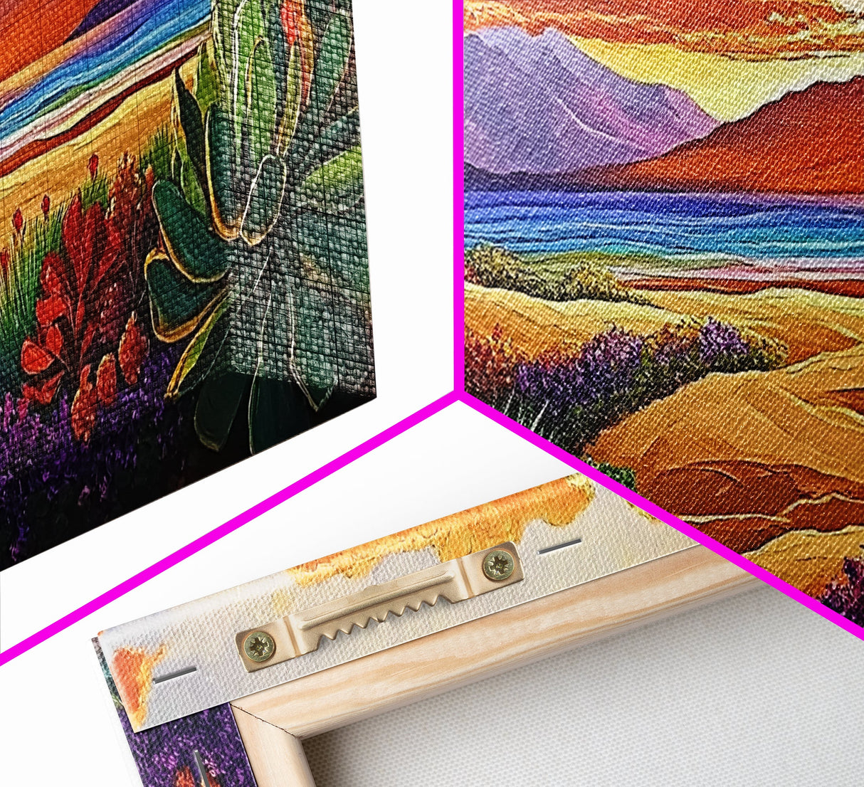 Sunset Desert, Mountains, Canvas Print, Vibrant desert landscape art with sunset sky and mountains, perfect Living Room Wall Art