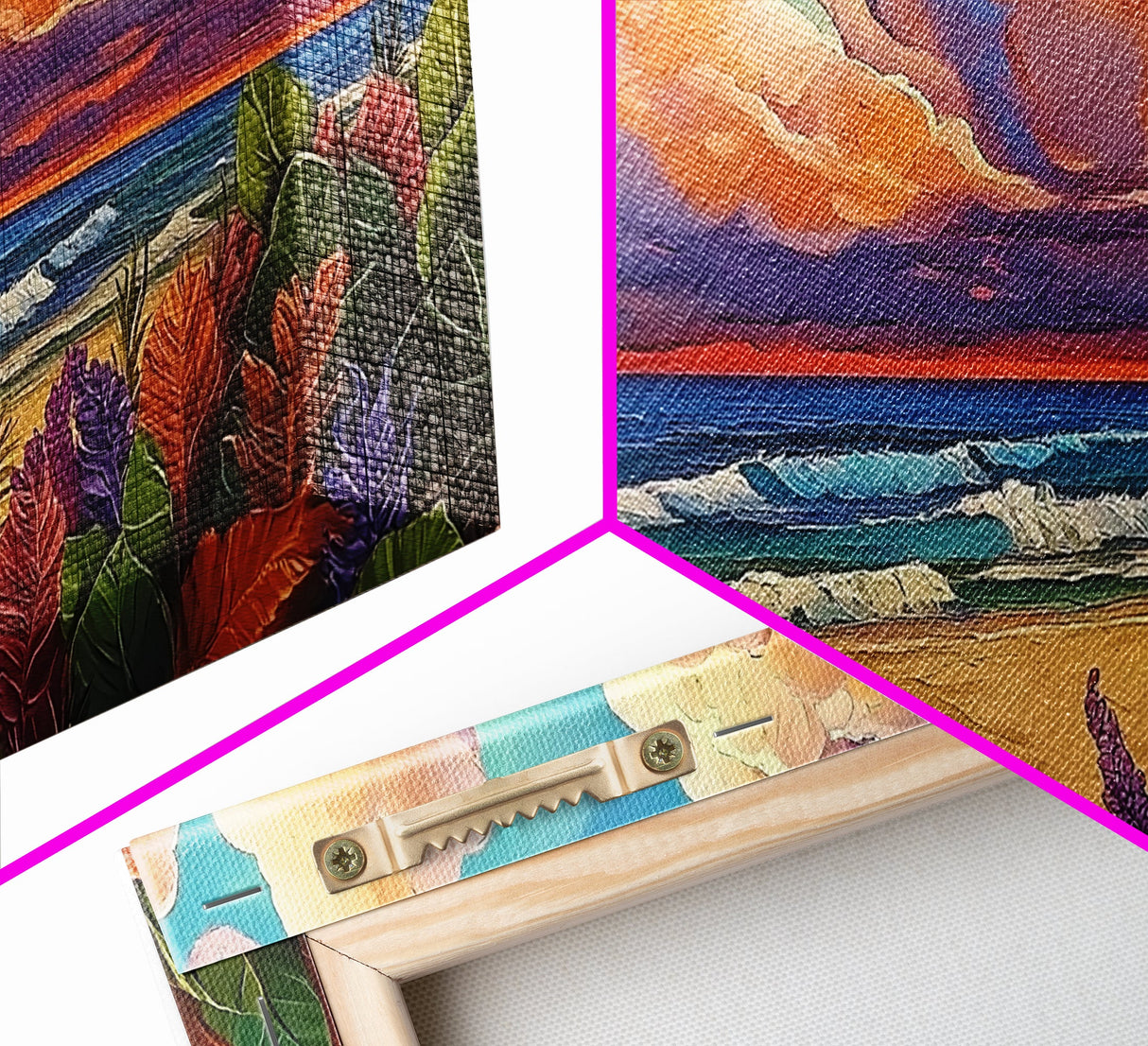 Tropical Beach, Clouds, Canvas Print, Colorful coastal beach artwork with dramatic clouds and waves, Bathroom Wall Art, coastal style