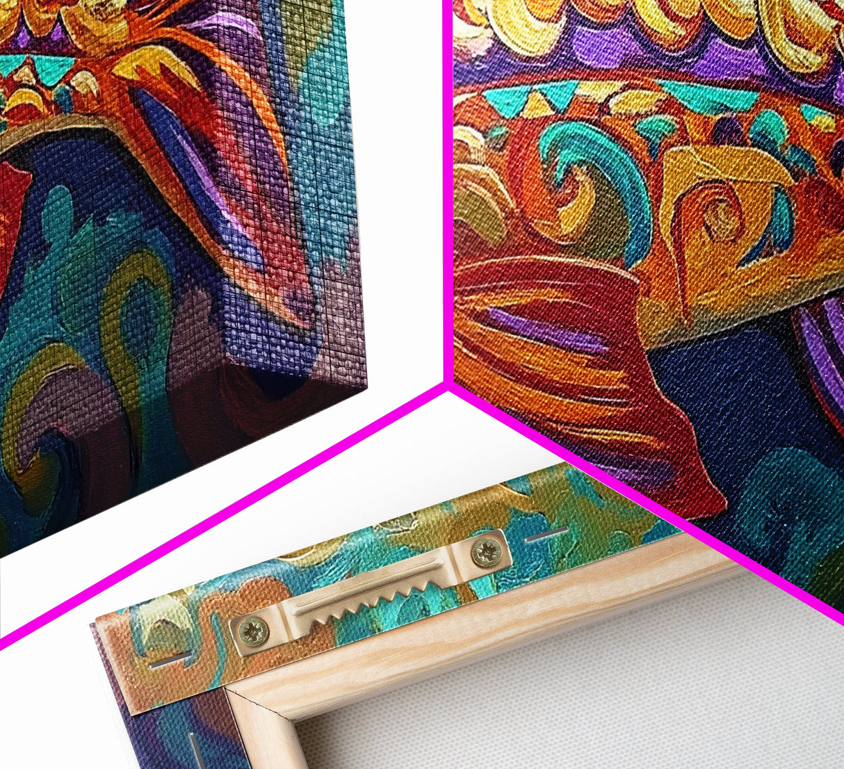 Colorful Fish, Wall, Art, Framed Canvas Print, Boho ocean wall decor, coastal bathroom wall art, whimsical undersea painting kitchen