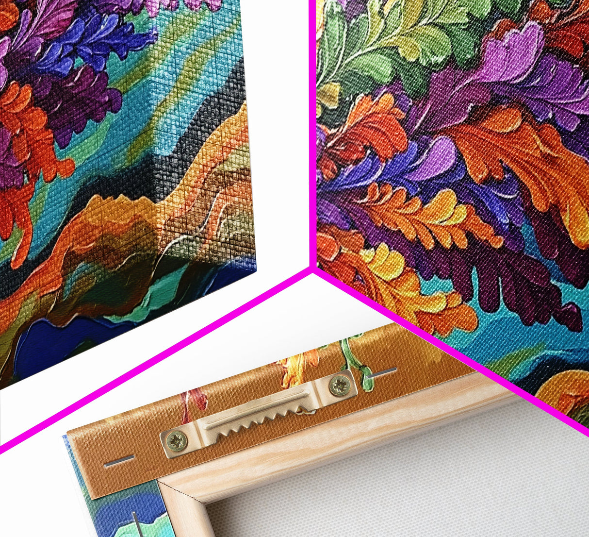 Abstract Leaf, Swirl, Flying, Framed Canvas Print, Whimsical nature painting, colorful wall art, boho bedroom decor, modern natural art