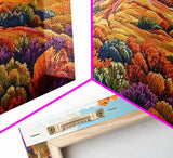 Autumn Hill, Landscape, Framed Canvas Print, Colorful Fall Mountain Scene, Cozy Autumn Wall Decor, Rustic Living Room Art