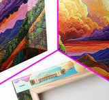Desert Mountains, Sky, Sunset Clouds, Framed Canvas Print, Colorful Landscape Art, Office Wall Decor, Western Scenery, Autumn Vibes