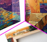 Sunset Terracotta, Patio, Art, Framed Canvas Print, Colorful Mexican pottery scene, vibrant tropical wall art, boho entryway decor