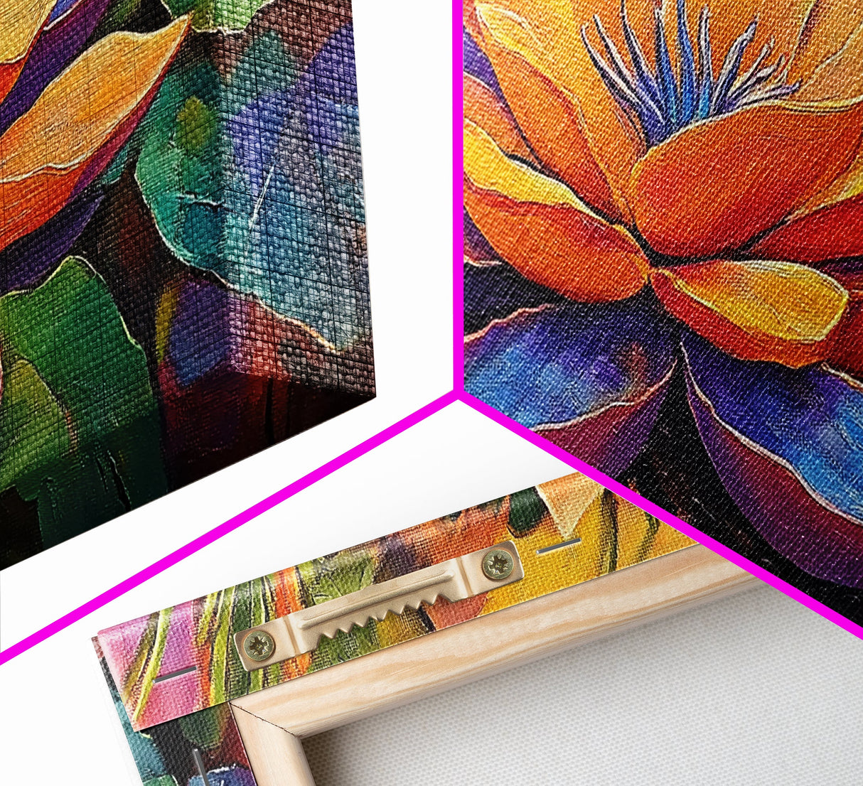 Lotus Bloom, Garden, Art, Framed Canvas Print, Vibrant lotus flower artwork, zen boho decor, meditation room or bathroom wall art