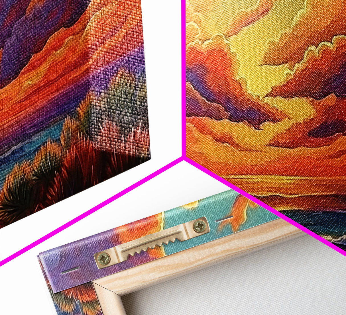 Sunset Ocean, Sky, Framed Canvas Print, Vibrant sunset ocean wall decor, clouds seascape painting, Living Room Wall Art, boho art