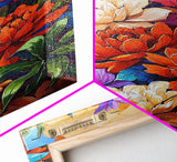 Floral Boho, Bright, Fall, Canvas Print vibrant flower bouquet wall art, fall floral wall decor, dining room print, bohemian art gift