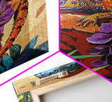 Gecko Tropical, Garden, Framed Canvas Print, Colorful Lizard Art, Desert Wall Decor, Nature Inspired Boho Art, Bathroom art,  Patio Wall Art