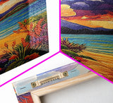 Clouds Sunset, Beach, Scenic Canvas Print, Colorful Coastal Wall Art, Vibrant Nature Landscape, Fall Living Room Art Piece