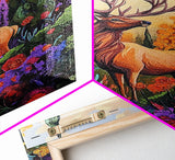 Elk Forest, Autumn, Majestic Wildlife Wall Art, Woodland Cabin Decor, Fall Season Rustic Accent, Framed Canvas Print