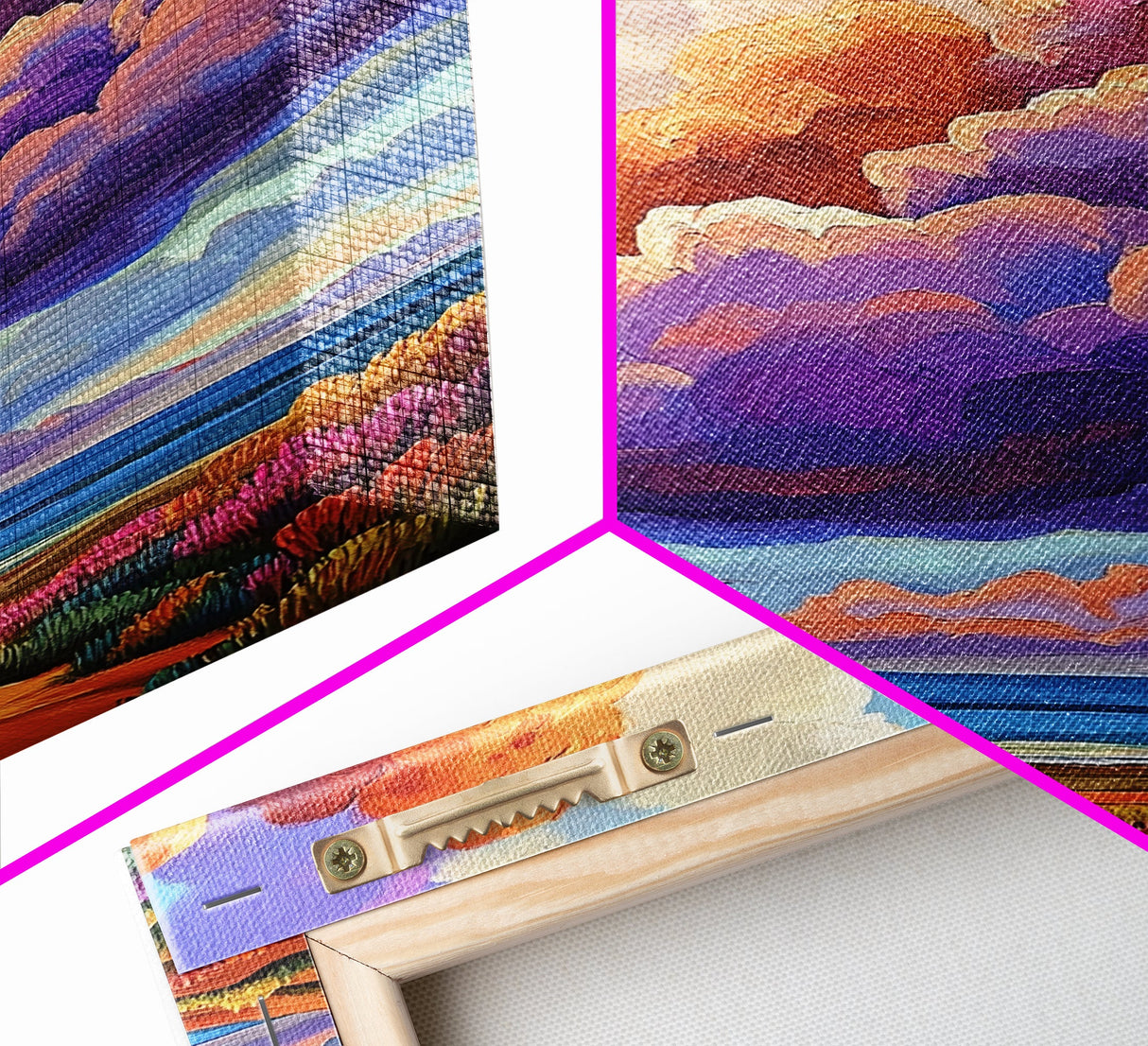 Majestic Cloudscape Art, Sunset Beach Painting, Bold Sky Print, Dreamy Nature Decor, Framed Canvas Print, Living Room Wall Art, surreal art
