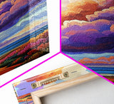 Majestic Cloudscape Art, Sunset Beach Painting, Bold Sky Print, Dreamy Nature Decor, Framed Canvas Print, Living Room Wall Art, surreal art
