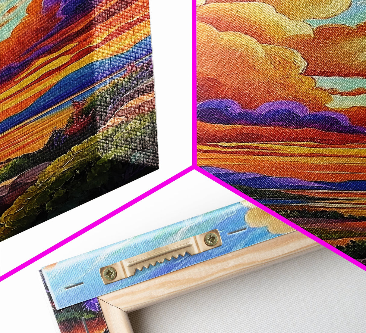 Sunset Sky, Coastal View, Vibrant Nature, Canvas Print, Landscape wall art, boho art, colorful sky painting, Living Room Wall Art