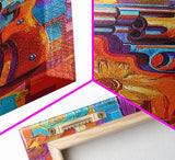 Pop Art Revolver, Bold Gun Art, Urban Wall Decor, Framed Canvas Print, Eclectic Studio Wall Art, Psychedelic Style, Colorful Abstract Art