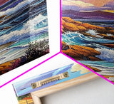 Rocky Beach Landscape, Dramatic Sky Scene, Coastal Ocean View, Canvas Print, Fall Nature Decor, Living Room Wall Art