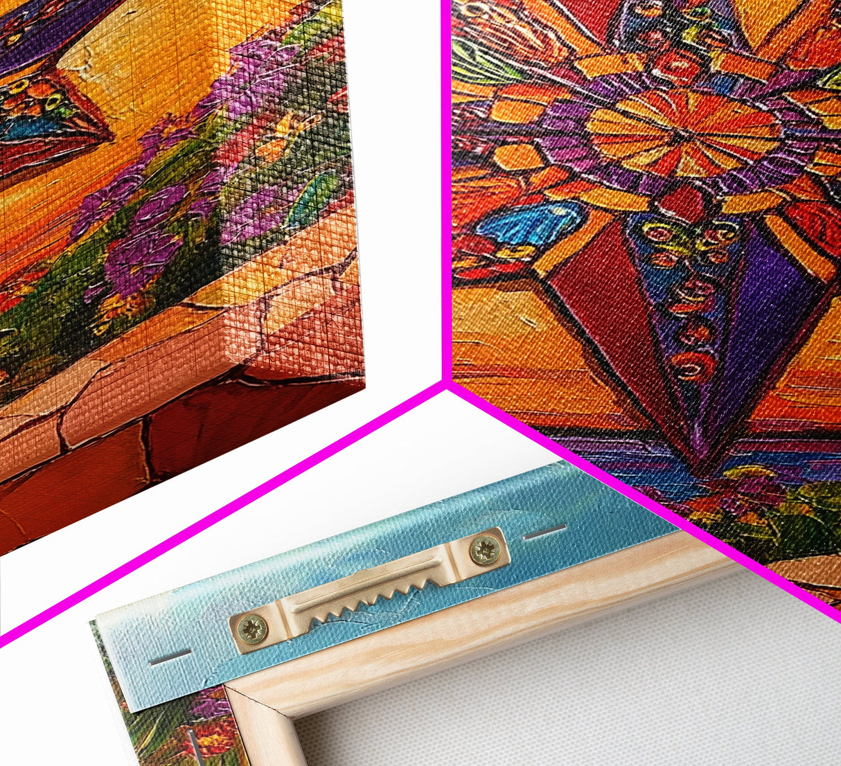 Colorful Starburst Sky, Sunset Mosaic Star Art, Vibrant Landscape Design, Canvas Print, Fall Living Room Decor, Boho Wall Accent