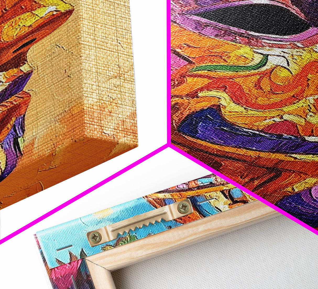 Tribal Mask Side, Exotic Face Wall Decor, Canvas Print, Cultural Art Style, Office Accent Art, Tiki Mask Inspired Home Wall Art