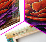 Succulent, Cactus, Orange, Purple, Framed Canvas Print, Bold desert succulent bloom art in orange and purple, living room statement piece