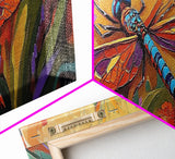 Vibrant Dragonfly, Nature Wall Art, Autumn Decor, Boho Art, Framed Canvas Print, Colorful Insect Painting, Kitchen Wall Art