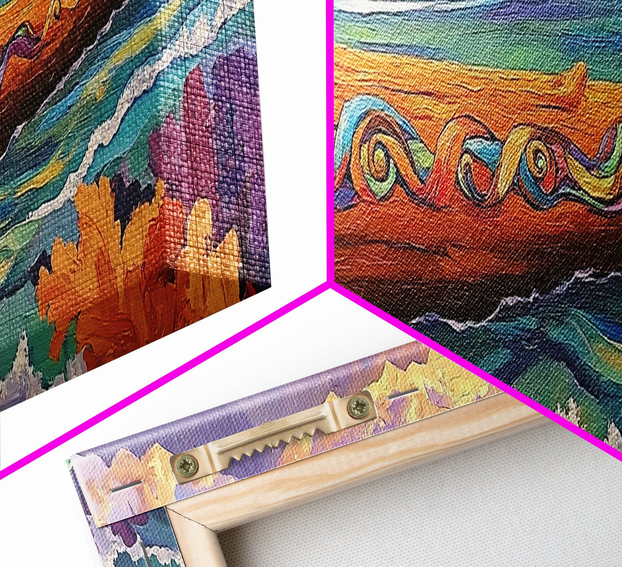 Ocean Driftwood Painting, Coastal Log Art, Vibrant Nautical Wall Scene, Framed Canvas Print, Beach House Decor, Living Room Art