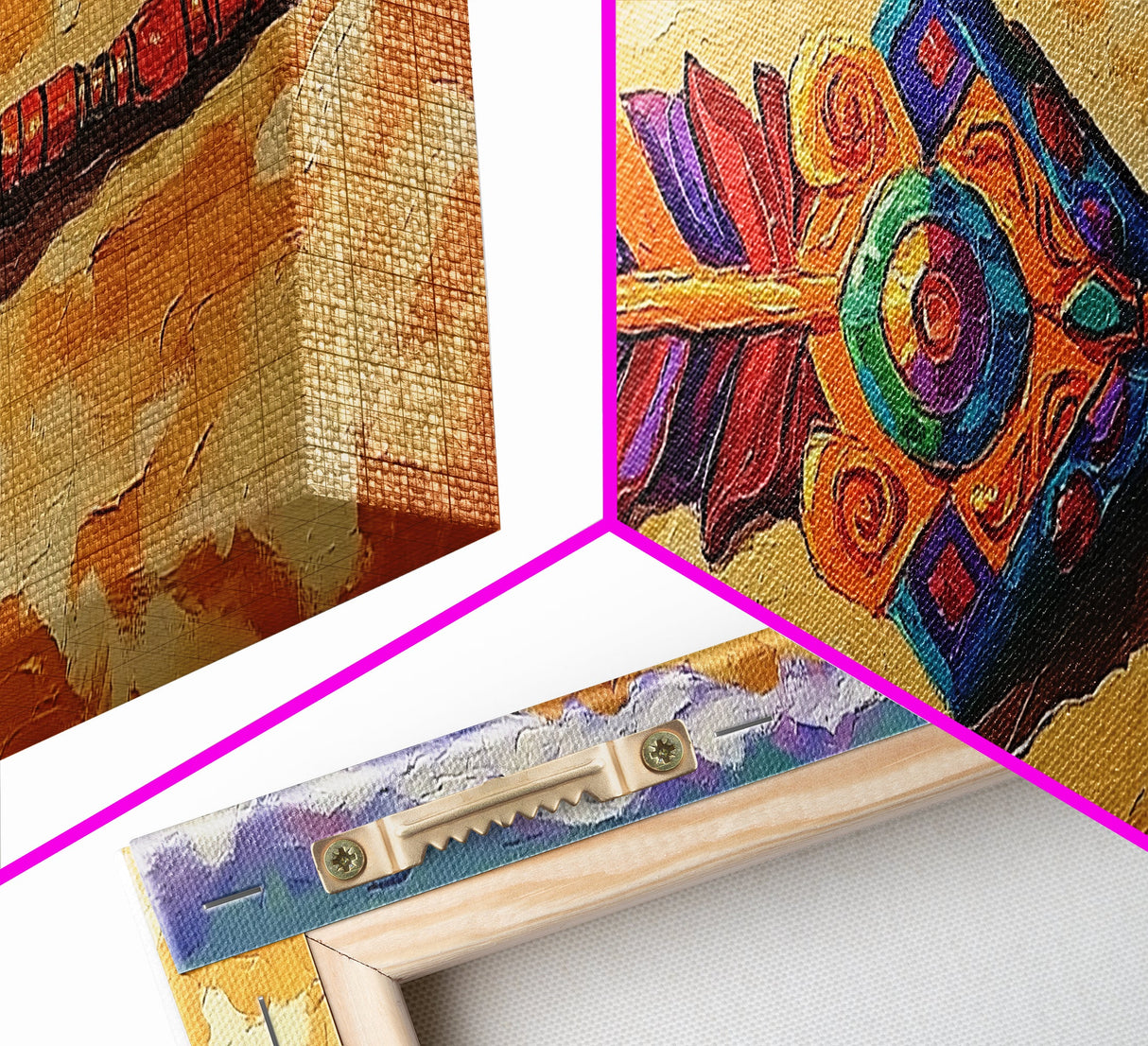 Tribal Arrow Symbol, Colorful Boho Style, Desert Beach Art, Canvas Print, Southwestern Decor, Eclectic Wall Accent