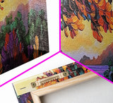 Autumn Tree Path, Sunset Landscape, Nature Art, Framed Canvas Print, Fall wall art, colorful art, boho decor, living room wall art