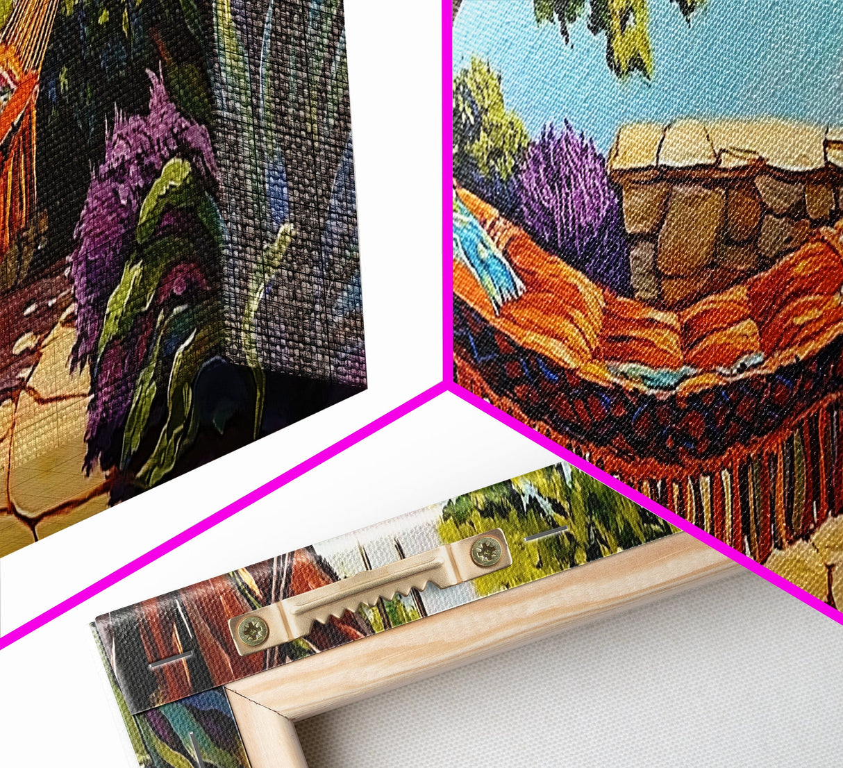 Hammock Retreat View, Relaxing Outdoor Space, Nature Art, Framed Canvas Print, summer art, patio decor, boho style, bedroom wall