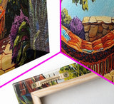 Hammock Retreat View, Relaxing Outdoor Space, Nature Art, Framed Canvas Print, summer art, patio decor, boho style, bedroom wall