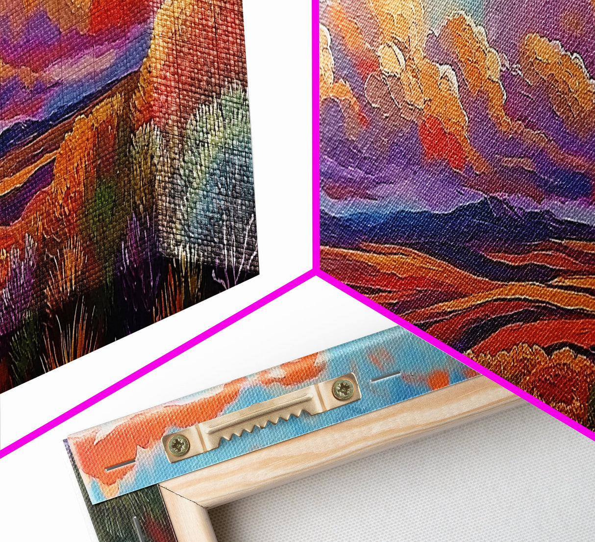 Desert Sunset, Golden Fields, Cloudscape Horizon, Canvas Print, vibrant desert painting, Fall boho art, hallway wall art