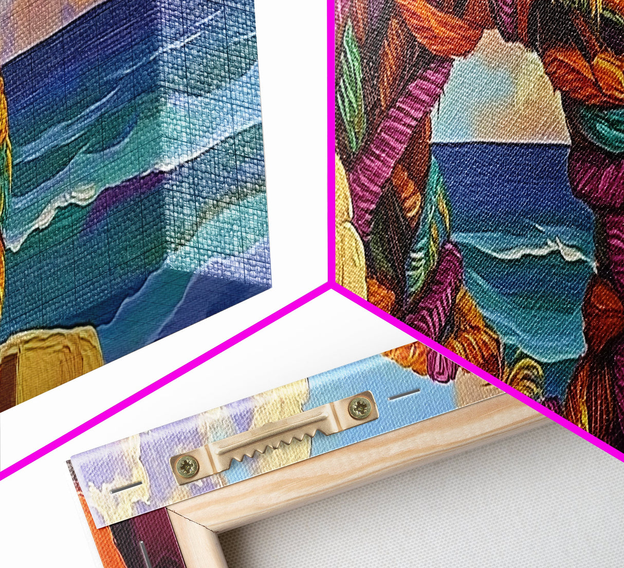 Coastal Wreath Art, Nautical Vibes, Colorful Rope, Framed Canvas Print, Beach House Wall Art, Summer Home Decor, Tropical Boho Art