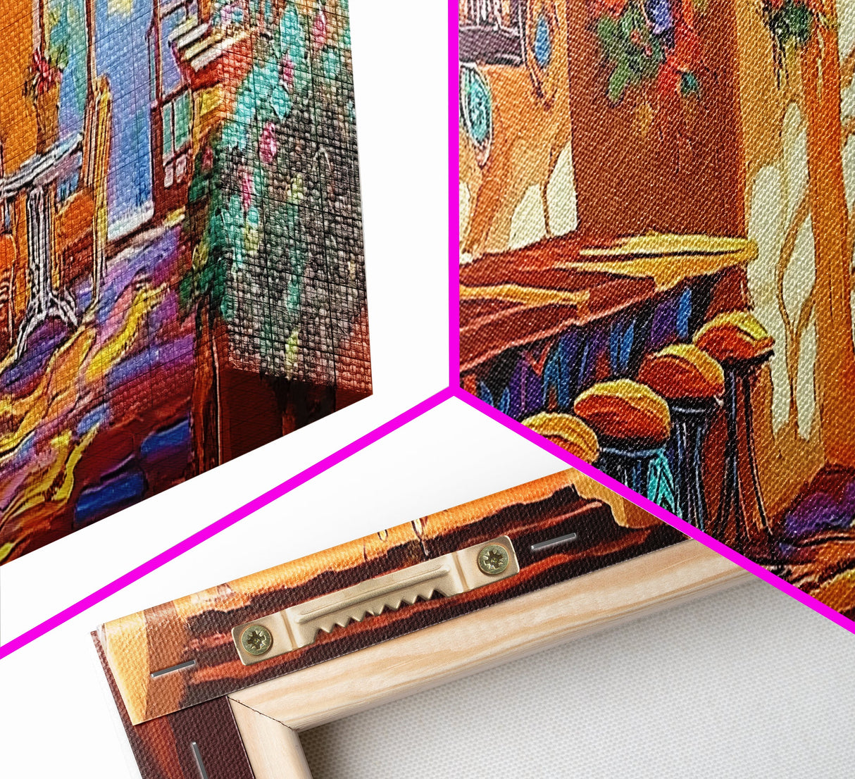 Rustic Cantina Interior, Mexican Bar Scene, Warm Home Decor, Framed Canvas Print, Dining Room Art, Cozy Southwestern Style
