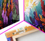 Ocean Blooms, Sunset Waves, Colorful Florals, Seaside Garden, Framed Canvas Print tropical living room wall art, coastal print