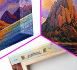 Mountain Coast, Sunset Glow, Majestic Landscape, Vibrant Horizon, Framed Canvas Print living room mountain wall art, rustic scenic decor
