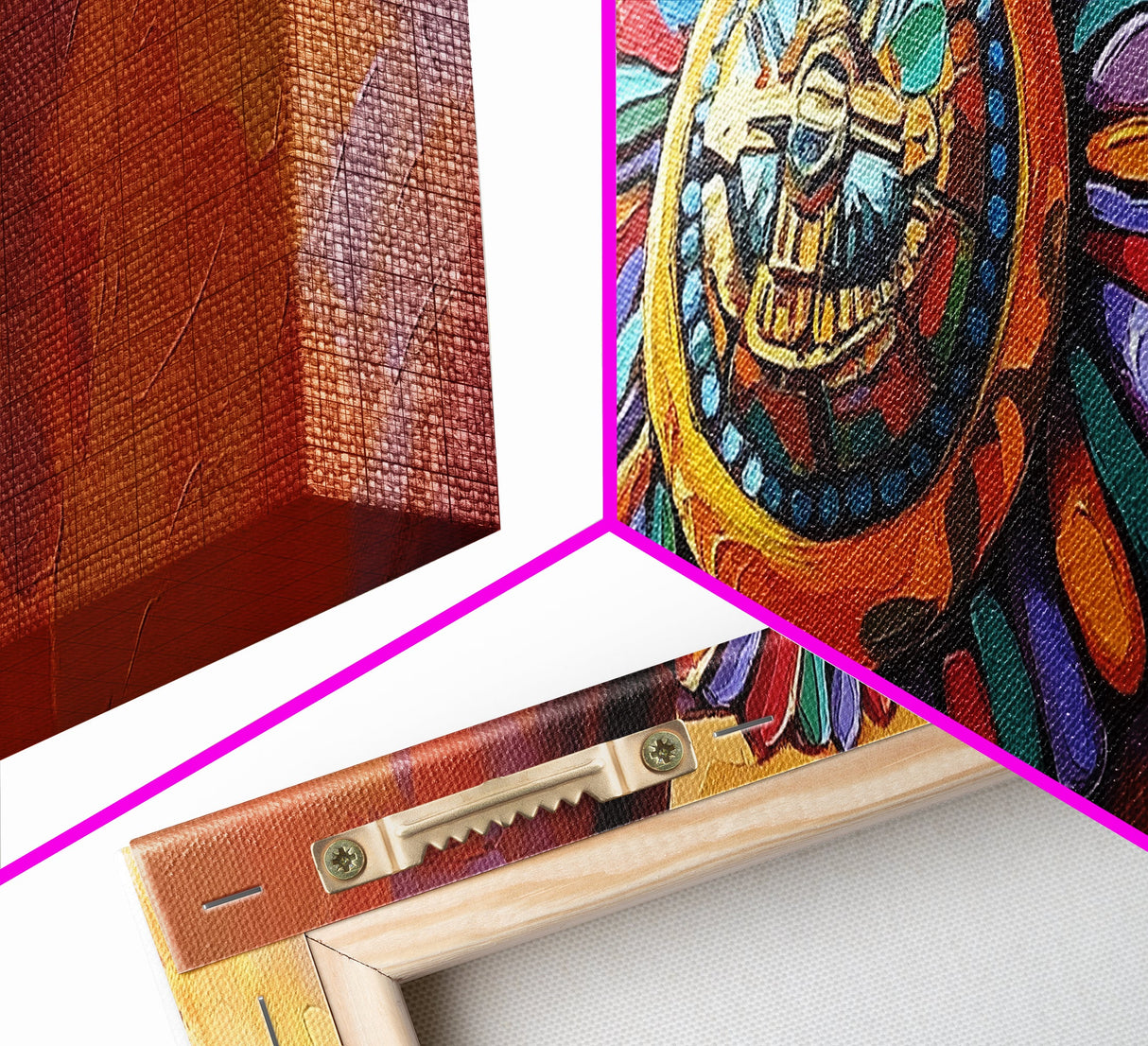 Aztec Sun Symbol, Bold Tribal Accent, Southwest Vibe Art, Native Motif Wall, Framed Canvas Print, Entryway Ethnic Boho Decor