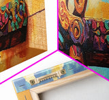 Folk Carved Beam, Southwest Wood Detail, Rustic Architecture Art, Colorful Entryway Style, Framed Canvas Print, Warm Wall Decor