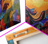 Abstract Bird, Flying Feathers, Bold Sunset, Canvas Print, Vibrant Boho Art, Living Room Statement Piece, Fall Color Palette