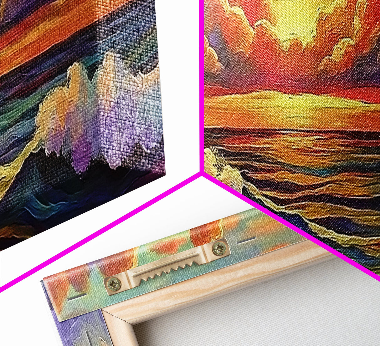 Dramatic Clouds, Sunset Sea, Ocean Glow, Framed Canvas Print, Bold Coastal Wall Art, Colorful Living Room Decor, Dreamy Seascape Style