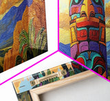 Totem Pole Art, Southwest Style, Desert Sky, Framed Canvas Print, Native Inspired, Living Room Wall Art, Cultural Landscape