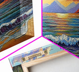 Tranquil Sunset Waves, Ocean Horizon Scene, Coastal Landscape Wall Art, Canvas Print, Relaxing Living Room Decor, Beach House Artwork